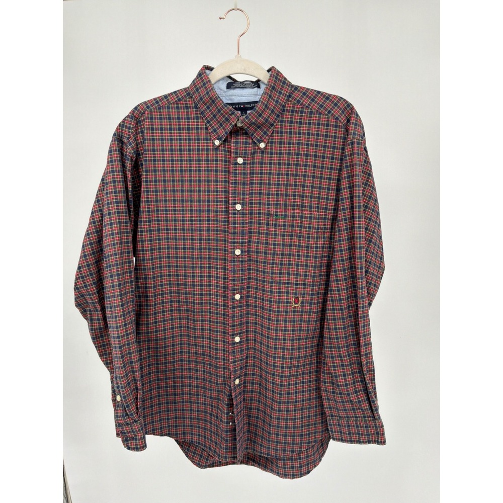 Vintage Tommy Hilfiger 90's Mens Large Plaid Button Down Shirt